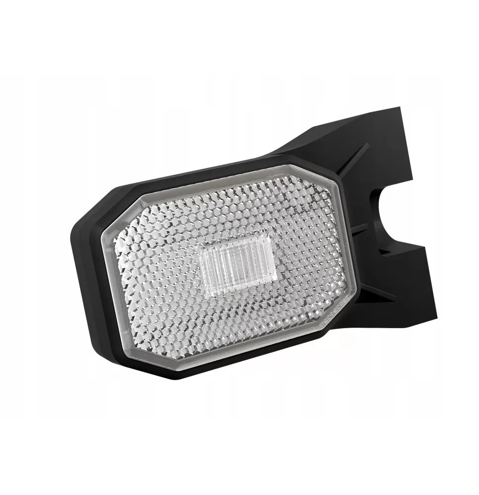 Lampa obrysowa biała LED, 12-36V, odblask + uchwyt