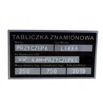 Tabliczka znamionowa zastępcza przyczepa wybita la