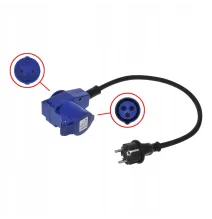 ADAPTER KĄTOWY CEE GNIAZDO WTYCZKA 40cm + GNIAZDO SCHUKO 16A IP44 230V