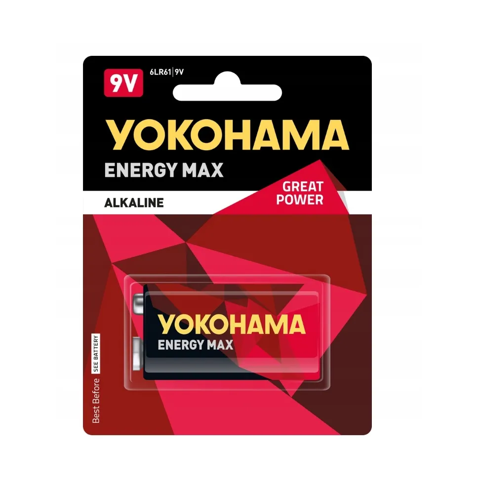 Bateria alkaliczna Yokohama 9V (6F22) do testerów gniazd 7 pin 13 pin