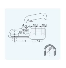 Zaczep 3500kg - "WW" - rura fi60 | M16/16
