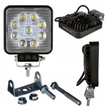 Lampa robocza - uniwersalna - 9 LED Cienka | 109x109x25 mm