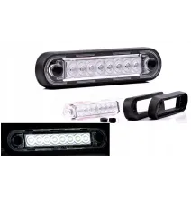 Lampa obrysowa - FT-073 B LED LONG DARK - Lampa obrysowa przedłużona BIAŁA w czarnej wersji