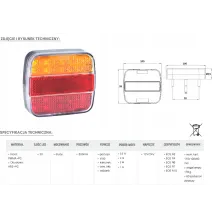 Lampa tylna - L1817 - LED - tylna zespolona uniwersalana POMARAŃCZOWA