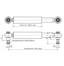 Amortyzator - do osi | BUNTE | 1500kg czarny (260/410mm)