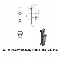 [ZESTAW] - Podpora ciężarowa 1300kg | na klucz KRÓTKA (240) + Uchwyt