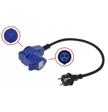 Adapter - kabel 40cm z gniazdem CEE / 230V | KĄTOWY
