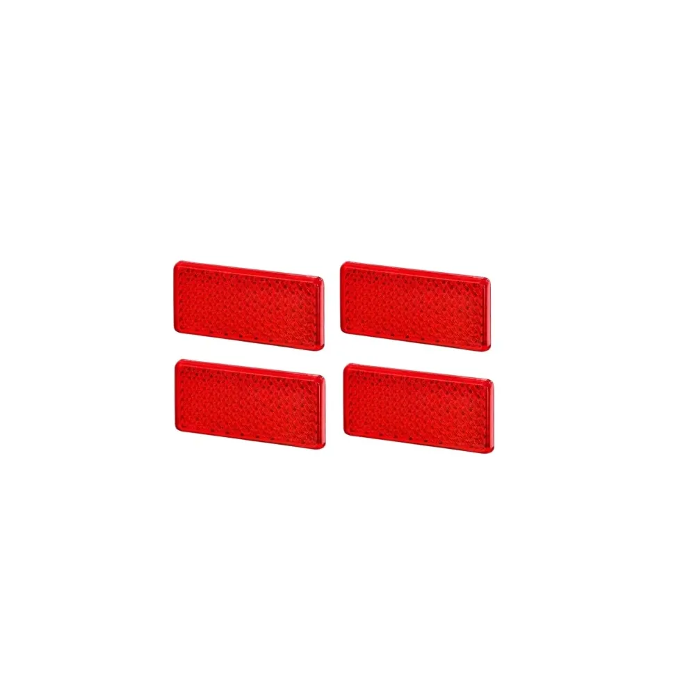 [ZESTAW] - 4 x Odblask prostokątny - Czerwony samoprzylepny