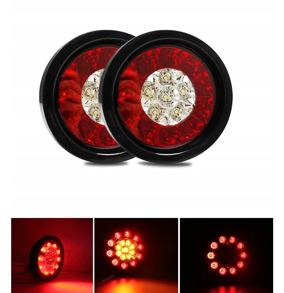 Komplet 2 lamp tylnych - GMP OKRĄGŁE - lampy tylne zespolone CZARNE