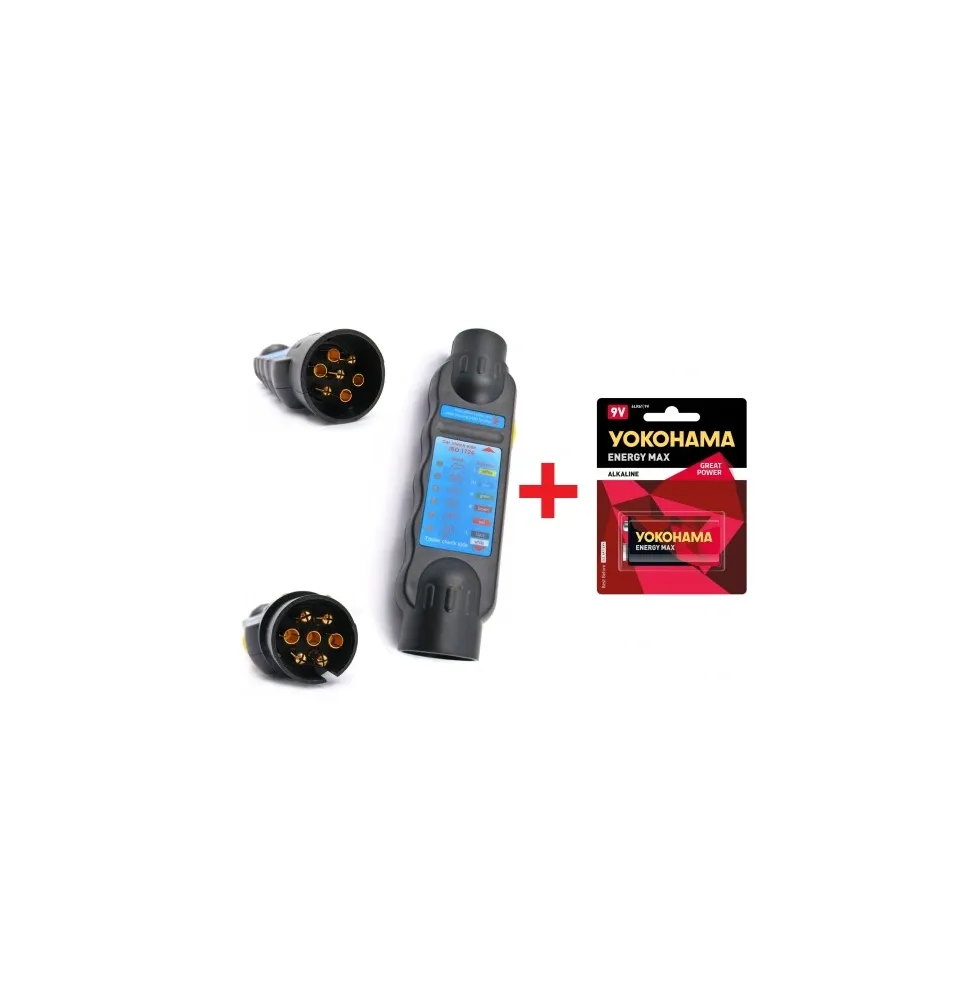 [ZESTAW] - Tester gniazda 7 PIN + BATERIA 9V