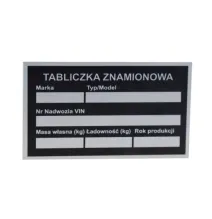 Tabliczka znamionowa - zamienna bez danych